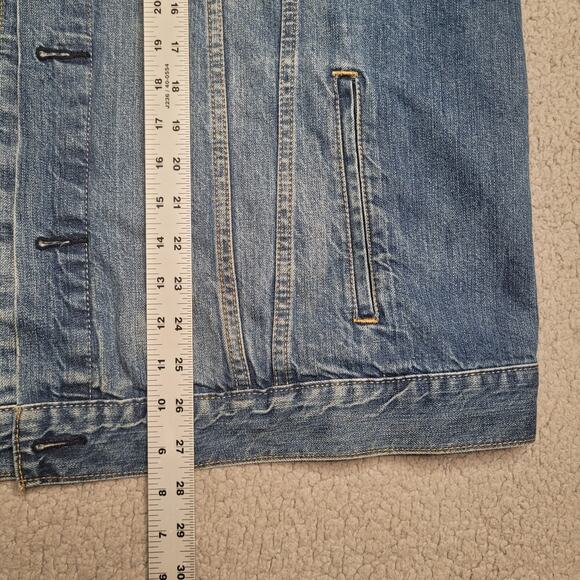 Levi's Trucker Jacket Mens XXL Blue Denim Red Tab Distressed Classic 723350009 - Picture 13 of 13